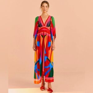 NWT- FARM Rio Colorful Midi Dress